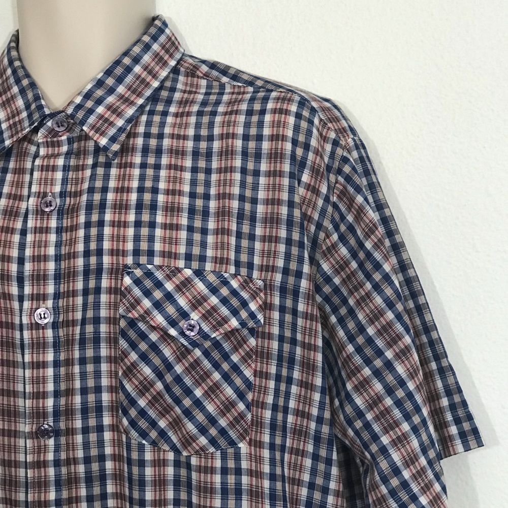 Supreme Blue Red Plaid Short Sleeve Shirt XL